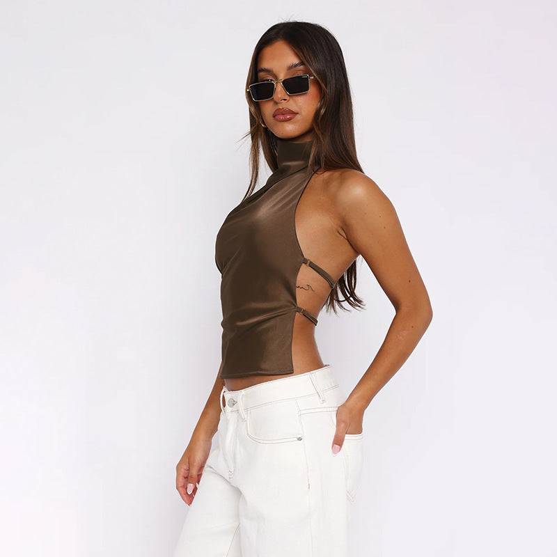 Satin Backless Women Top
