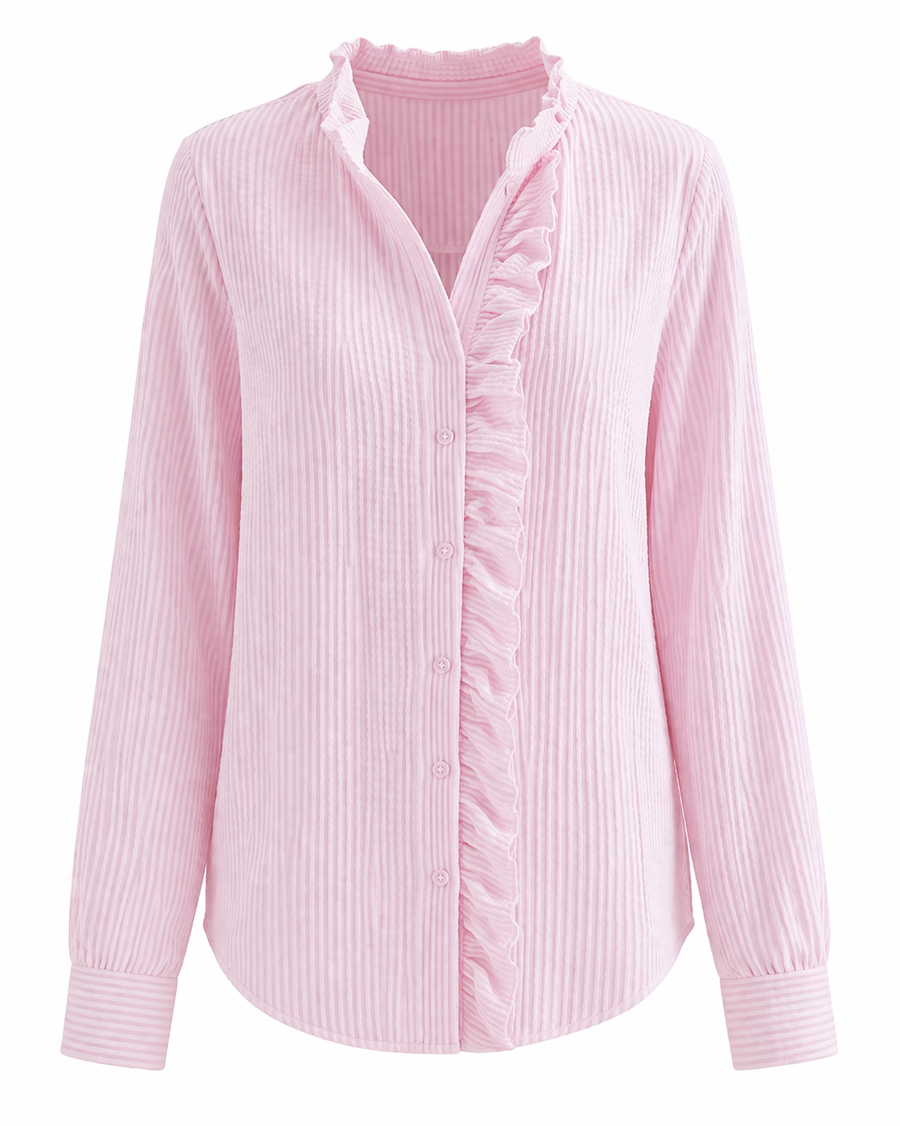 Elegant Ruffle Blouse — Pink