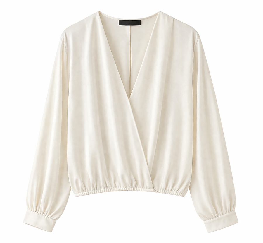 Minimal Collar Shirt — Beige