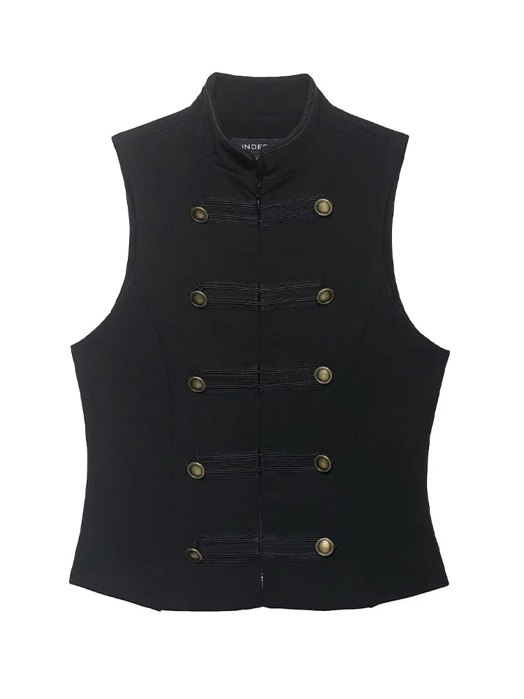 Button Vest — Black