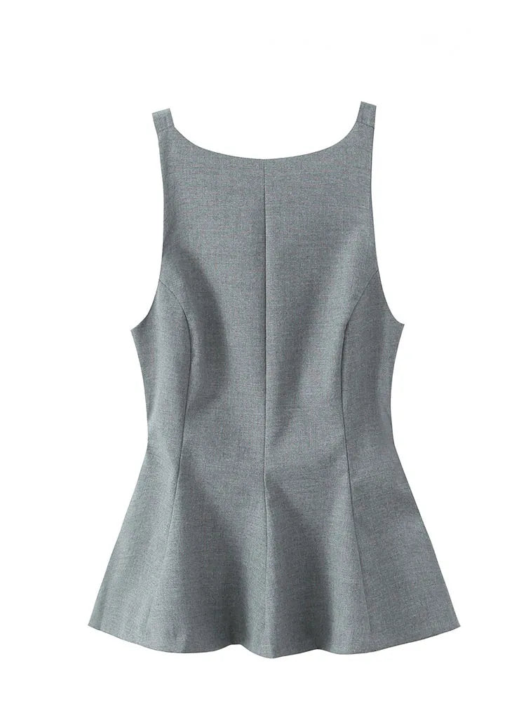 Sleek Bow Detail Tank — Grey