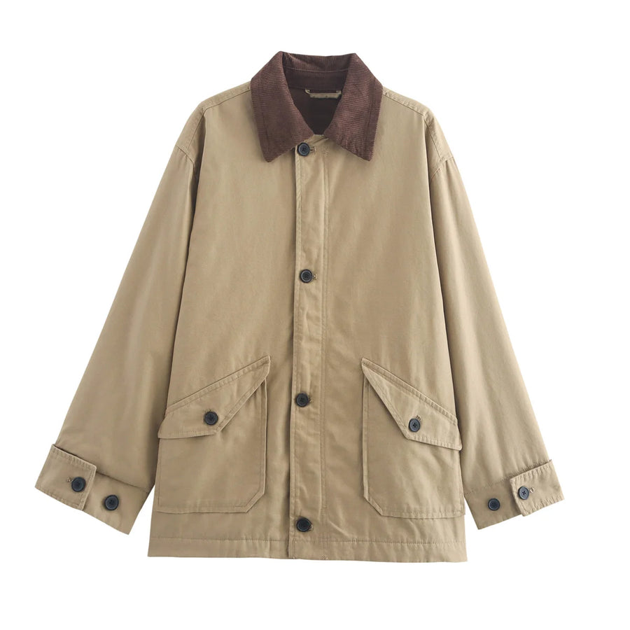 Casual Canvas Coat — Khaki