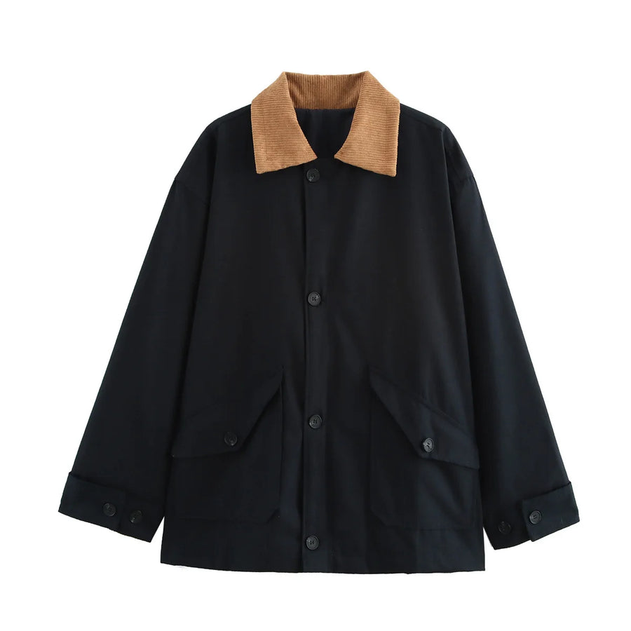 Casual Canvas Coat — Black