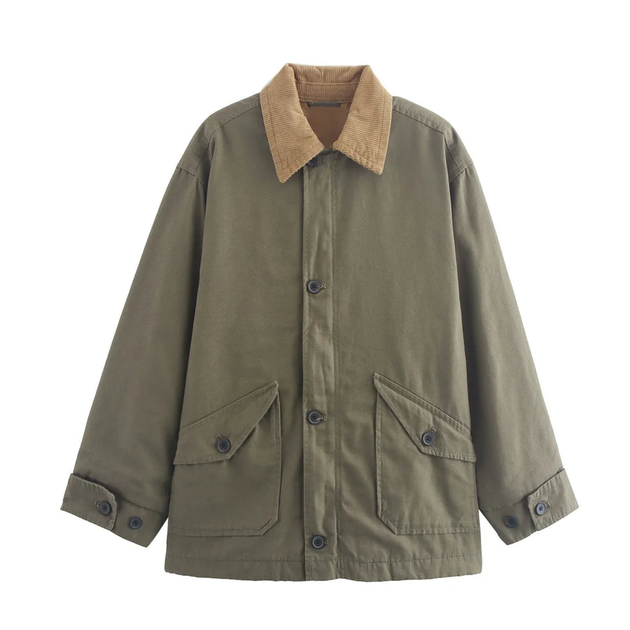 Casual Canvas Coat — Army green