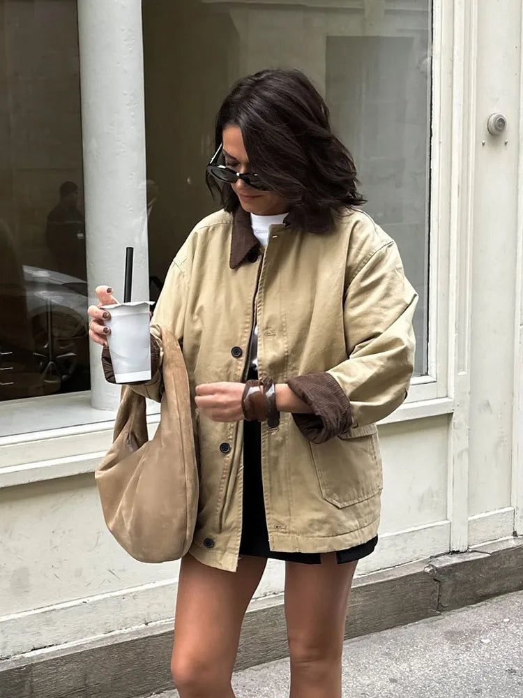 Casual Canvas Coat — Army green - Image 2