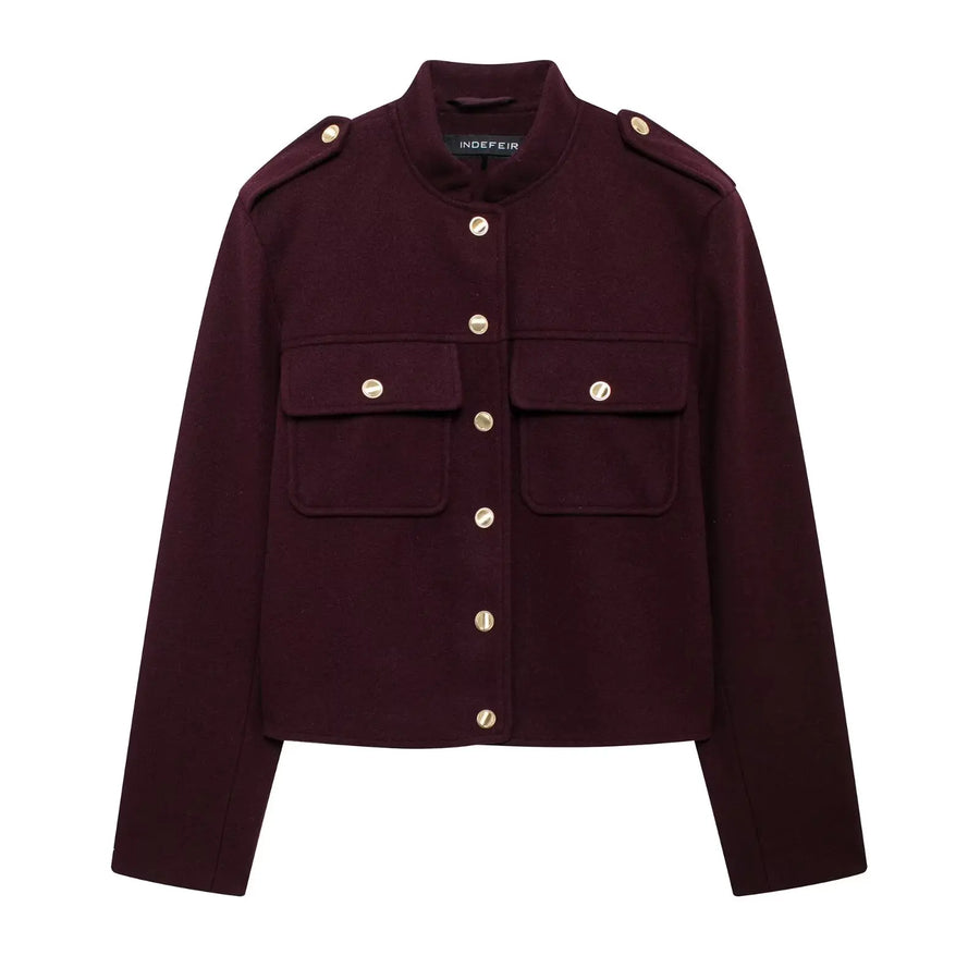 Classic Button Coat — Burgundy
