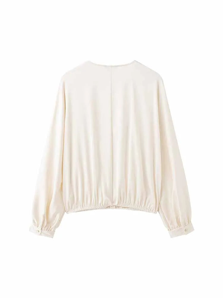 Minimal Collar Shirt — Beige - Image 2