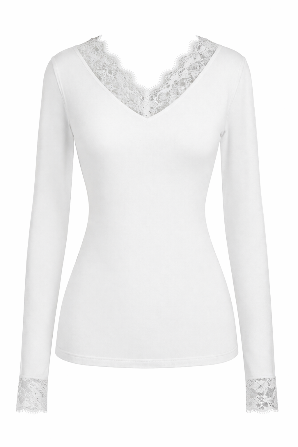 V Neck Lace Panel Top