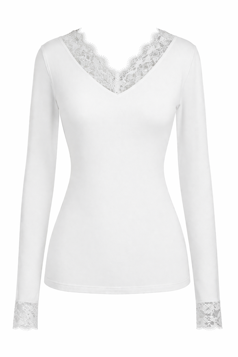 V Neck Lace Panel Top