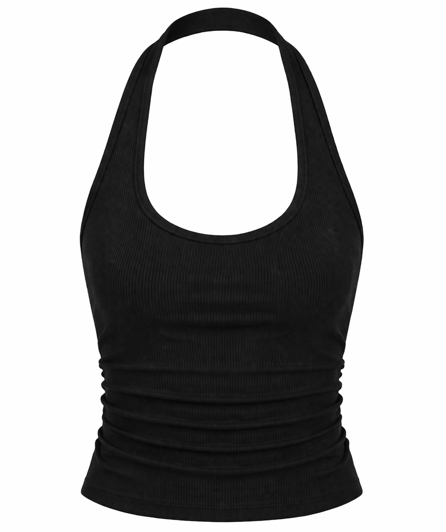 Ribbed Crop Top — Black