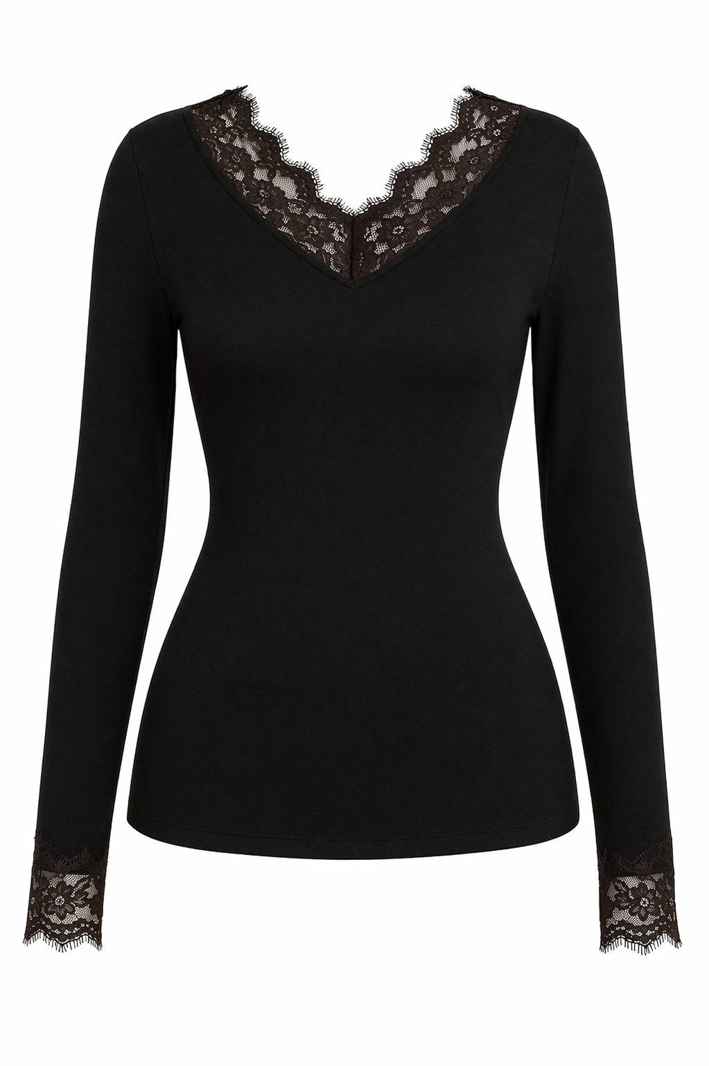 V Neck Lace Panel Top